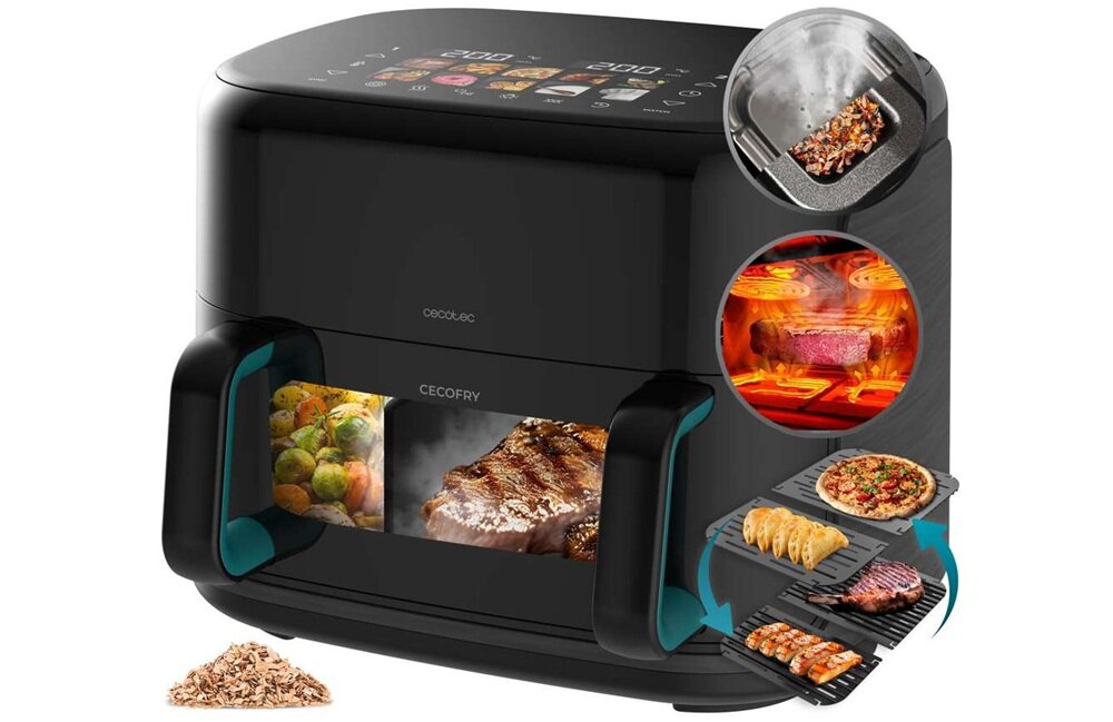 Air Fryer Frytkownica beztłuszczowa CECOTEC Cecofry&Grill Smokin Prime 11000 zintegrowany grill, przypieczone posiłki, grillowanie cały rok