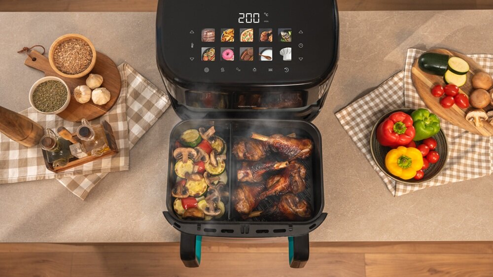 Air Fryer Frytkownica beztłuszczowa CECOTEC Cecofry&Grill Smokin Prime 11000 duża komora, wększe porcje jedzenia, mniej gotowania, więcej czasu z bliskimi