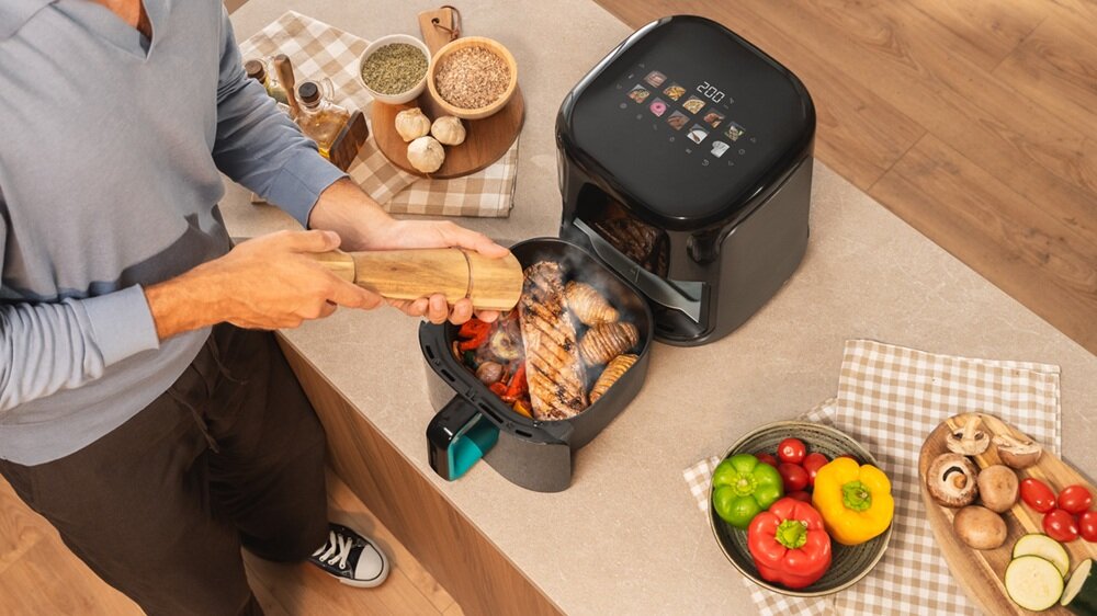 Air Fryer Frytkownica beztłuszczowa CECOTEC Cecofry&Grill Smokin Prime 8500 pojemny kosz, większe porcje za jednym razem, niższe zuzycie energii