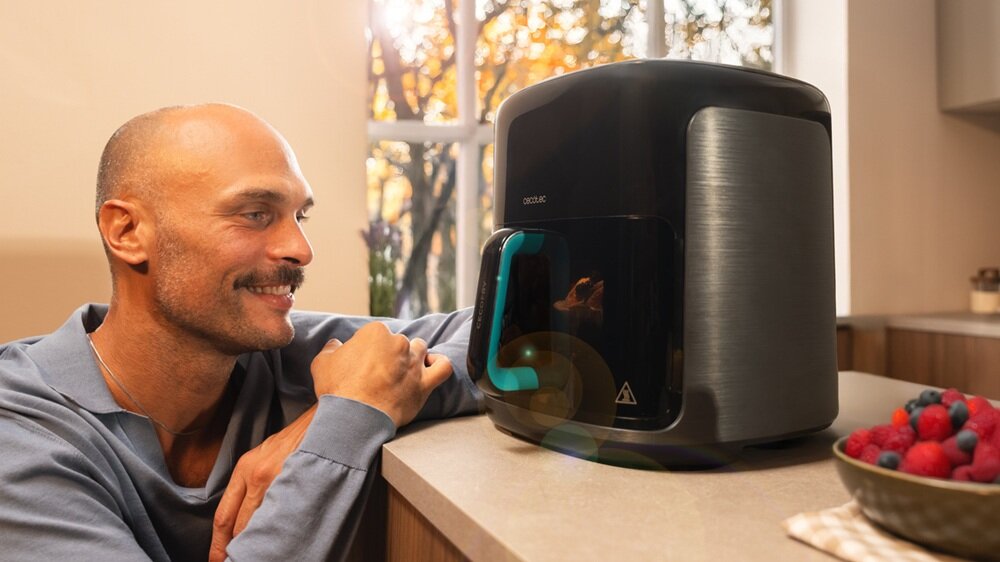 Air Fryer Frytkownica beztłuszczowa CECOTEC Cecofry&Grill Smokin Prime 8500 panoramiczne okienko, bez otwierania kosza, któszy czas pieczenia, szybsze gotowanie