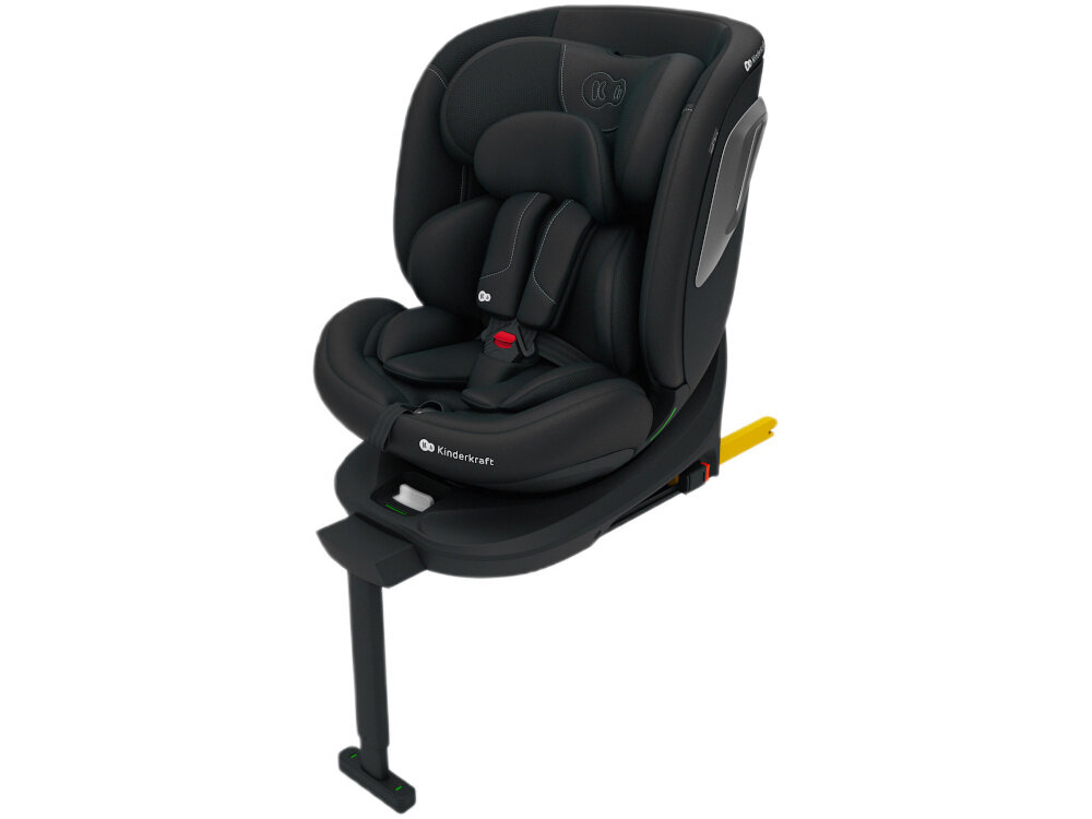 Fotelik samochodowy KINDERKRAFT I-360 2 Plus 40-150 cm (0-36 kg) Czarny fotelik na białym tle widoczny od przodu pod skosem zdejmowana tapicerka wyprać ręcznie w temperaturze 30°C maluch podróżuje w świeżym i higienicznym otoczeniu trwałe i odporne na codzienne zabrudzenia prosty system zdejmowania