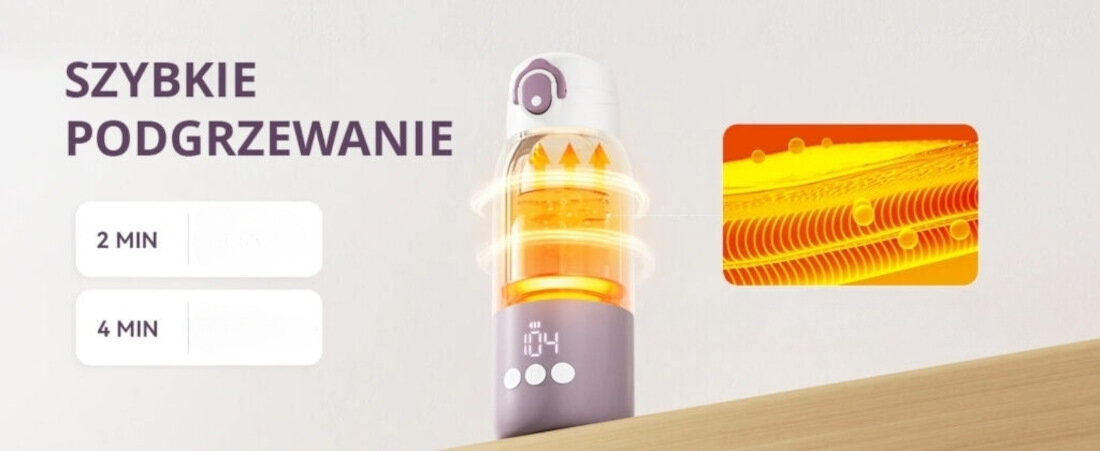 Podgrzewacz mleka COMFYER Baby BW01 Szybkie podgrzewanie znacząco ułatwia codzienne funkcjonowanie