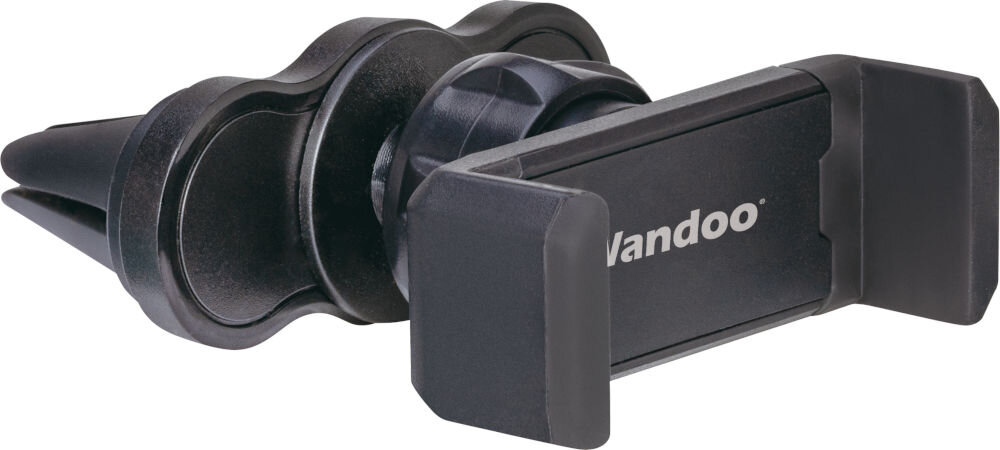 Uchwyt samochodowy WANDOO WCH100 klips Airvent kratka nawiewu montaż bez narzędzi bez śladów przenośny Czarny, uniwersalny uchwyt samochodowy do telefonu z logo Wandoo na boku.