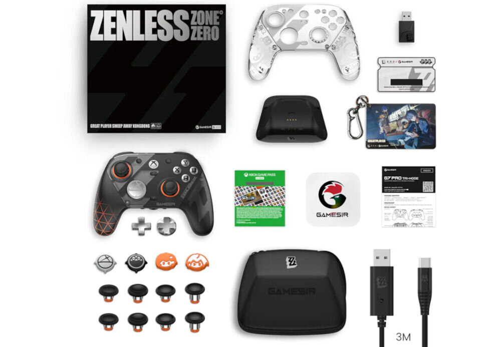 Kontroler GameSir G7 Pro ZZZ Xbox / PC / Android pokazanie zawartości zestawu na białym tle