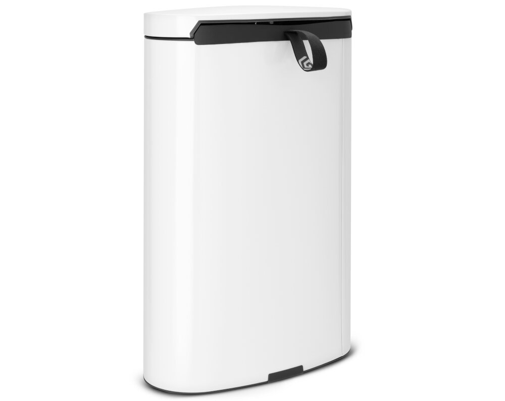 Kosz na śmieci BRABANTIA 485244 FlatBack 40L Biały wyjmowane wiaderko uchwyt przenoszenie silikonowe zabezpieczenie konstrukcja