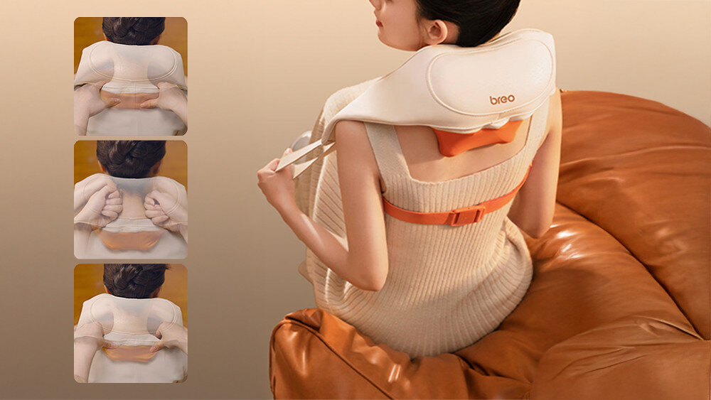 Masażer do karku BREO N6 Mini Pomarańczowy Inteligentne dopasowanie dostosowuje się do użytkownika