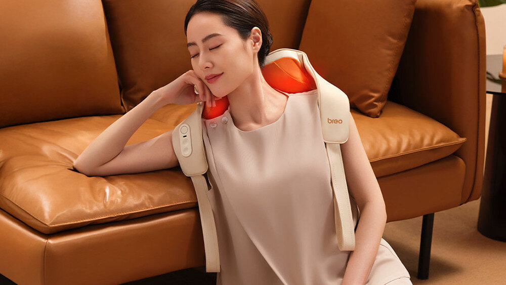 Masażer do karku BREO N6 Mini Pomarańczowy Ciepły i cichy relaks funkcją podgrzewania NTC Cicha praca