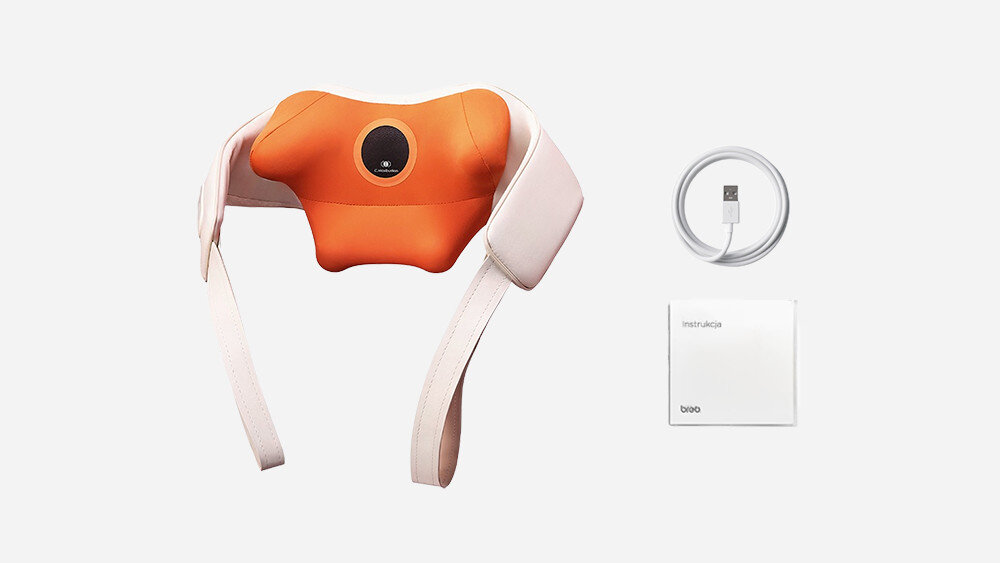 Masażer do karku BREO N6 Mini Pomarańczowy zestaw akcesoria komplet wyposazenie