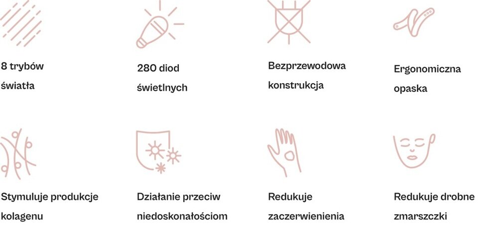 Maska LED na twarz BEAUTIFLY Auraskin Pro bezprzewodowa maska, porawa kolorytu, redukcja niedoskonałości