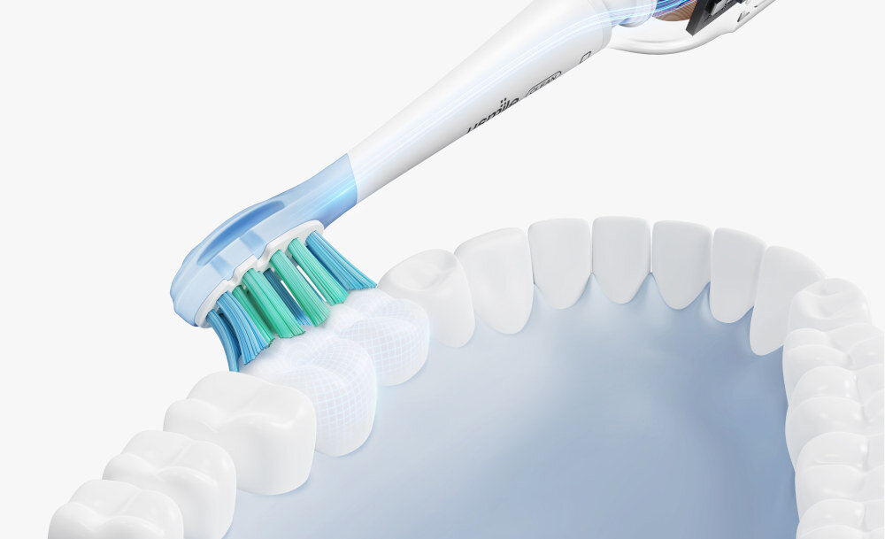 Szczoteczka soniczna USMILE P10 Pro Biały System czyszczenia 3D Ruchy soniczne osady i resztki jedzenia  zdrowe dziąsła