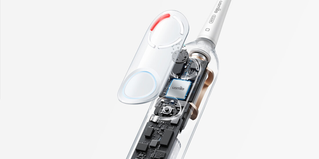 Szczoteczka soniczna USMILE P10 Pro Biały Inteligentna kontrola system prowadzenia szczotkowania Sygnalizacja świetlna  informacja Białe światło czerwone przypomina o pominiętych obszarach higiena
