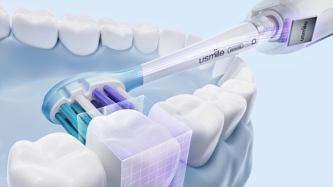 Szczoteczka soniczna USMILE Y10 Biały Inteligentna kontrola ruchu Technologia AI Smart Care prawidłowe nawyki dbać o zdrowie zębów