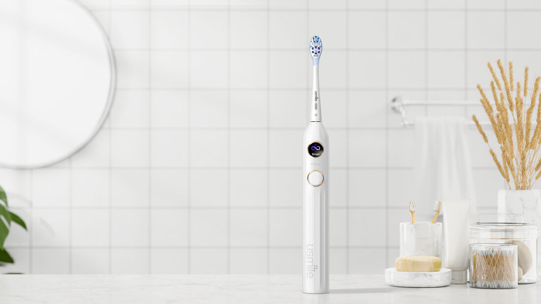 Szczoteczka soniczna USMILE Y10 Biały Precyzyjne włókna czyszczące w 2400 ultracienkich włókien DuPont Tynex Smukłe włókna higiena