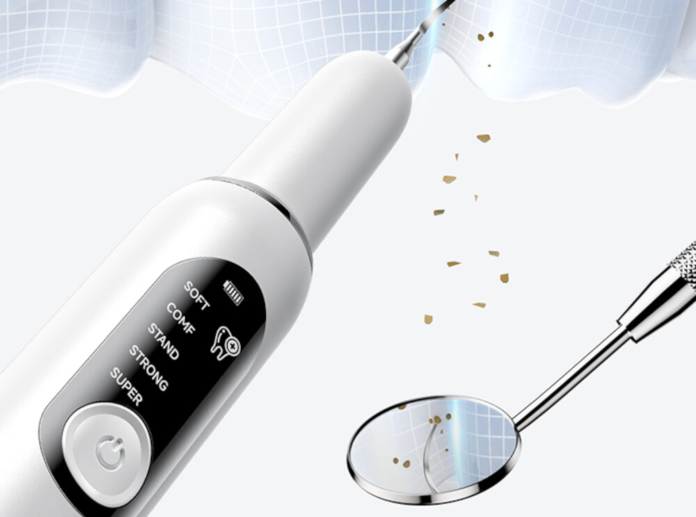 Skaler dentystyczny INOLY IDS01 Skuteczne usuwanie osadu Ultradźwiękowy skaler kamień nazębny, osad przebarwienia po kawie, herbacie czy innych napojach wspiera utrzymanie świeżego oddechu