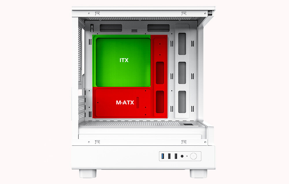 Obudowa DARKFLASH DB330M Biały, SSD, HDD, pamięć, konfiguracja, Obszar montażu płyt głównych ITX oraz M-ATX.
