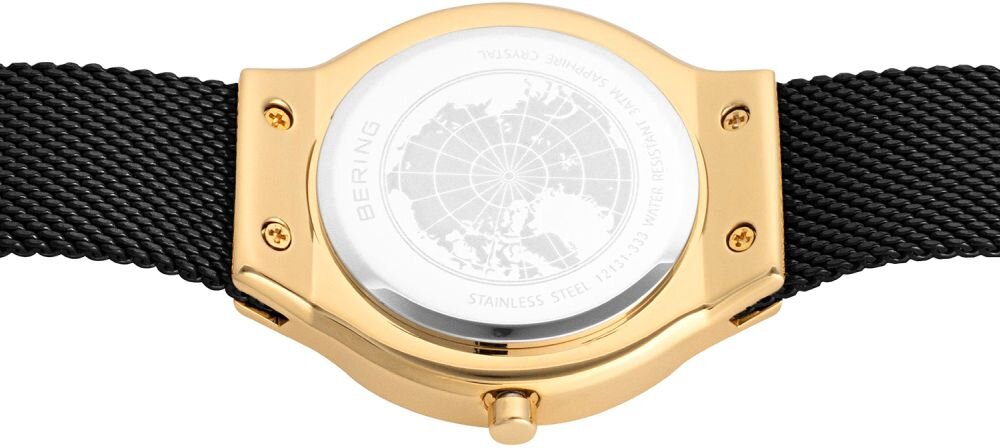 BERING Classic 12131-132 stalowa bransoleta mesh czarna wygodne dopasowanie zegarek damski