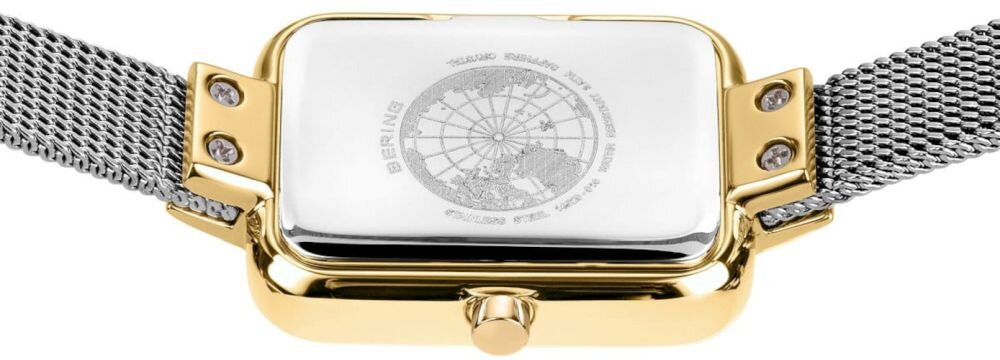 BERING Classic 14520 zegarek damski bransoleta mesh srebrna tarcza złote detale wodoszczelność 30m