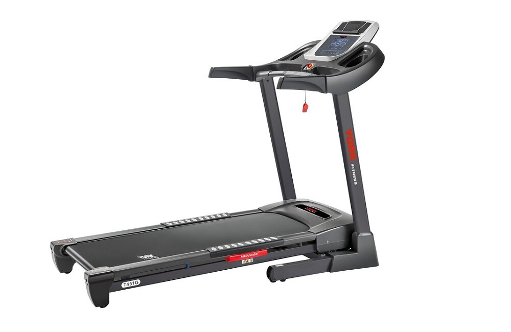 BIEŻNIA ELEKTRYCZNA YORK FITNESS T451 G intuicyjna obsługa regulacja prędkości rolki transportowe