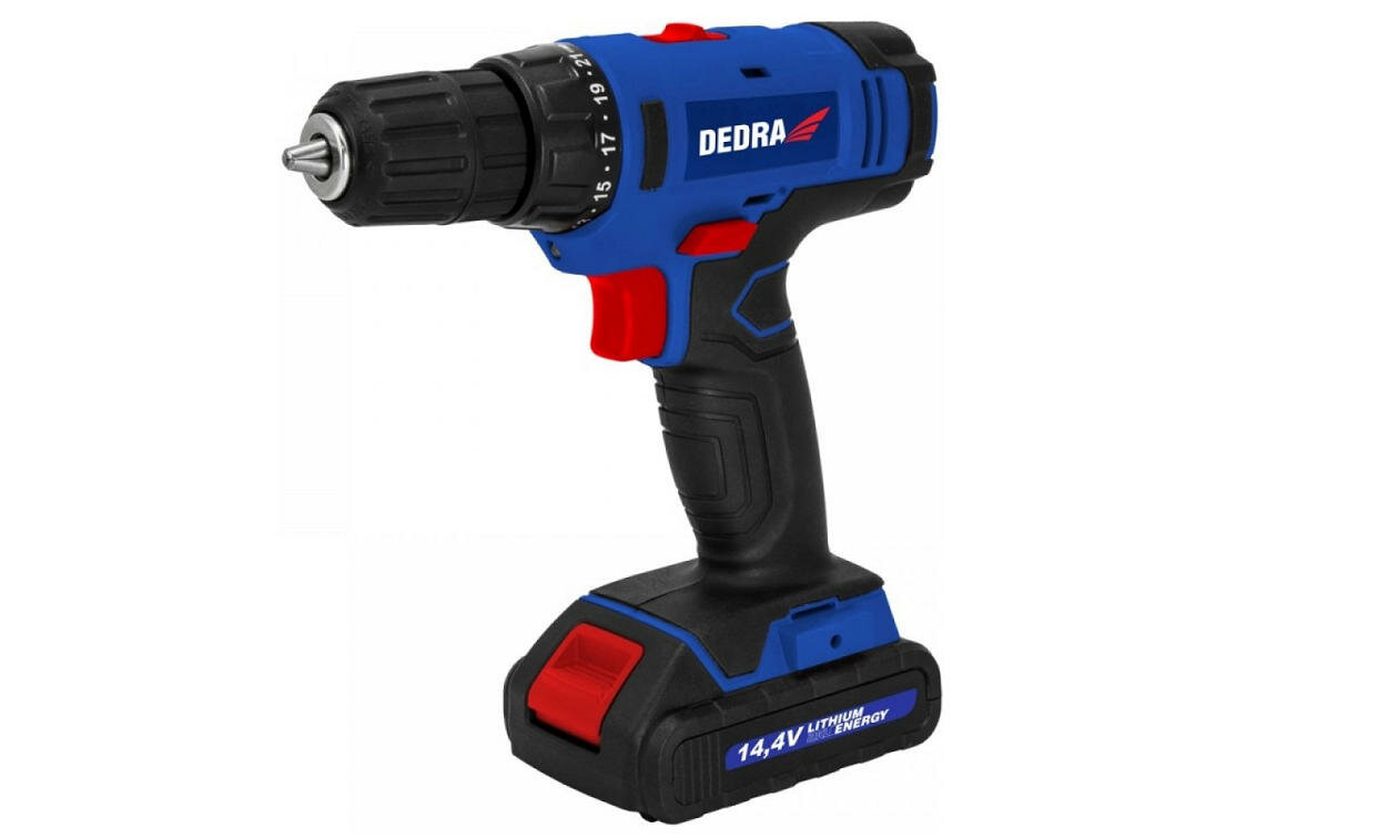 DEDRA-DED7878 wiertarka wkrętarka wiercenie otwory oświetlenie praca ciemność szybkie ładowanie prędkość akumulator typ uchwyt soft grip szybkomocujący
