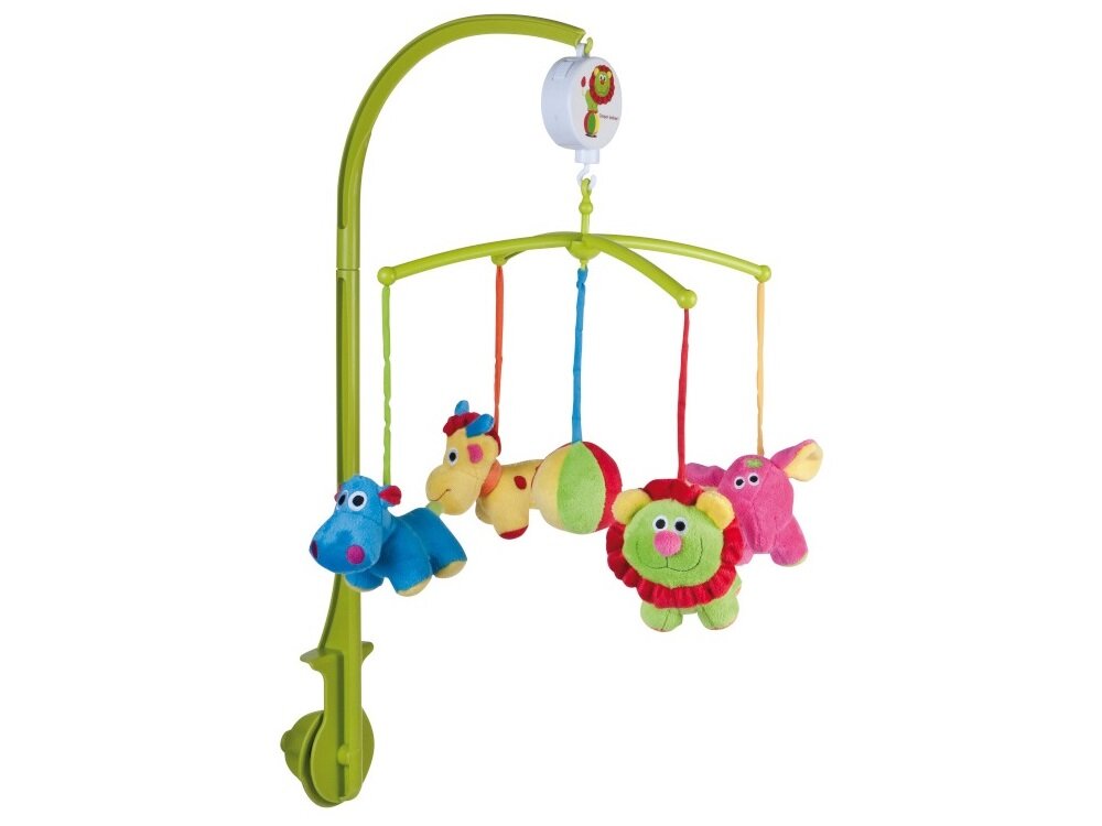 Karuzela CANPOL BABIES Safari 2-313 z pozytywką gadżet dla najmłodszych pobudzi ciekawość rozwinie zmysły urocza wygodny uchwyt pomoże w ukształtowaniu wyobraźni i koordynacji wzrokowo-ruchowej wrażliwość dziecka na dźwięk