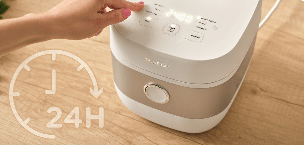 Ryżowar SENCOR SRM 1600WH zdjęcie lifestyle Opóźniony start Funkcja opóźnionego startu