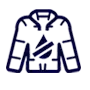 Ikona przedstawia granatowy kontur kurtki z symbolem kropli wody na środku.