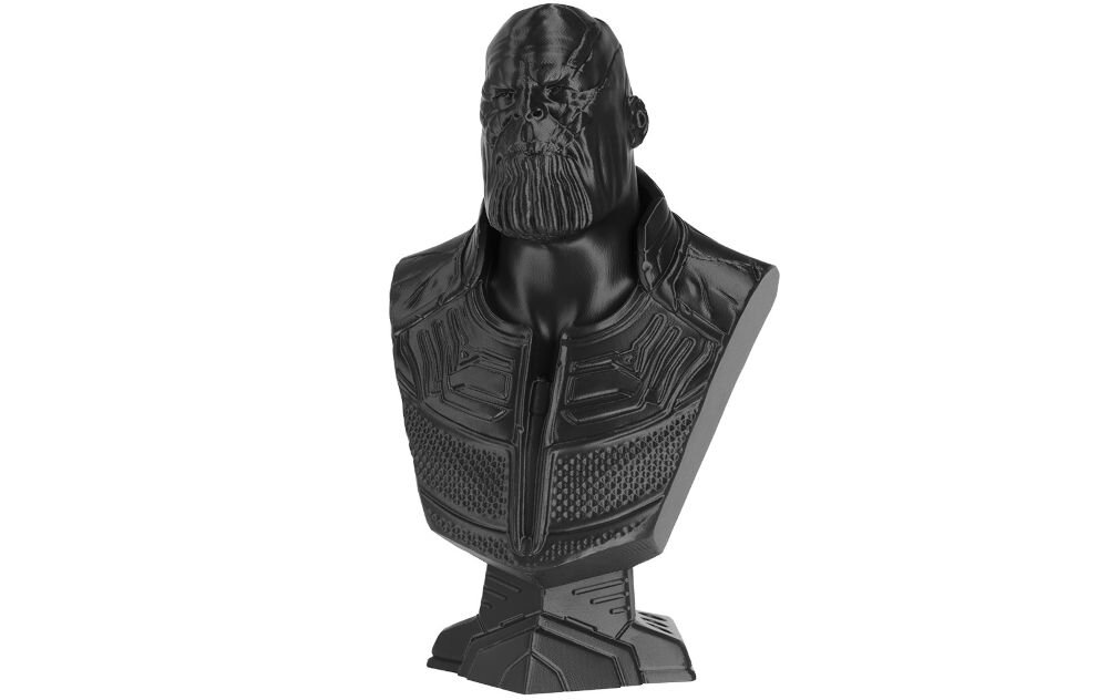 Drukarka 3D PRUSA Core One+ Wi-Fi, LAN + Zestaw do montażu Czarny wydruk 3D przedstawiający popiersie Thanosa stół magnetyczny, płyta PEI, łatwe zdejmowanie modeli