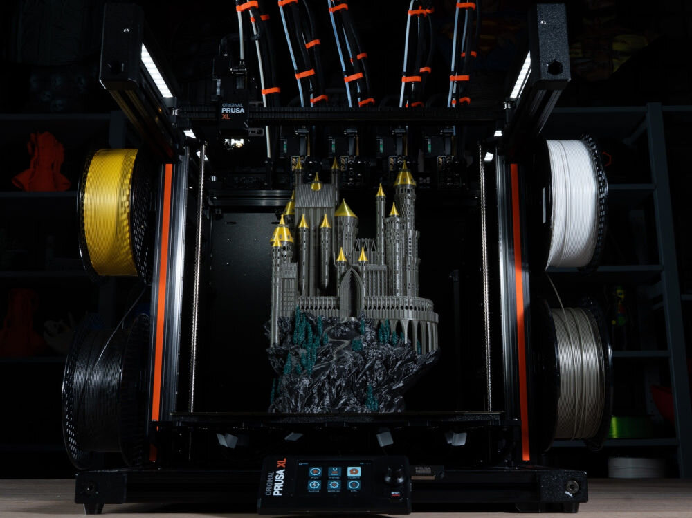 Drukarka 3D PRUSA XL Wi-Fi, LAN (1 Głowica) drukarka podczas drukowania pole robocze, duże wydruki, kubatura