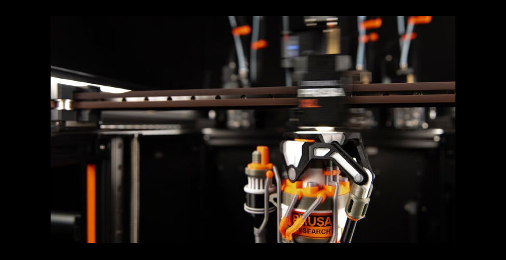 Drukarka 3D PRUSA XL Wi-Fi, LAN (1 Głowica) zbliżenie na górną część Input Shaper, redukcja wibracji, szybka praca