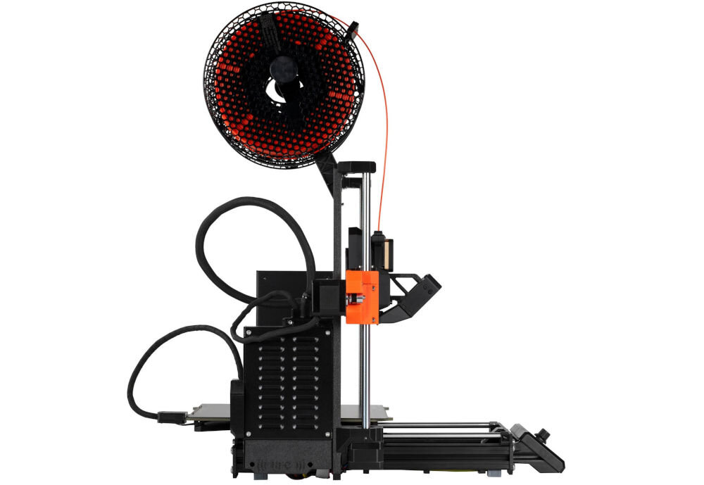 Drukarka 3D PRUSA MK4S Wi-Fi, LAN (Zmontowana) drukarka od boku na białym tle chłodzenie 360°, turbina, stabilność detali