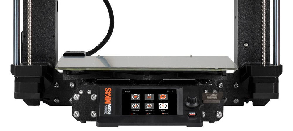 Drukarka 3D PRUSA MK4S Wi-Fi, LAN (Zmontowana) zbliżenie na stół stal sprężynowa, arkusz PEI, łatwe zdejmowanie