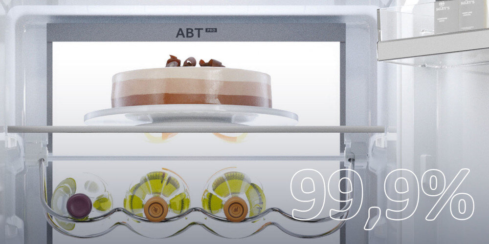 LODÓWKA HAIER HBW7519DT grafika wnętrze półki system antybakteryjny ABT Pro zapobieganie bez bakterii ochrona długa świeżość bez zanieczyszczeń