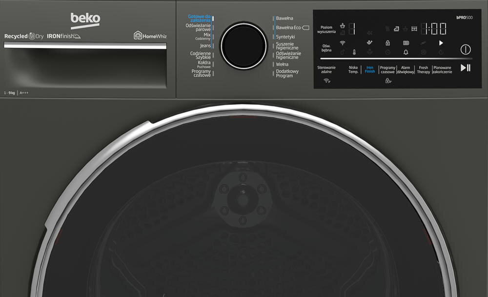 BEKO B5T89243MDC suszarka funkcje suszenie oświetlenie bęben wskaźnik woda filtr sygnał dźwiękowy zabrudzenie czyszczenie blokada rodzicielska