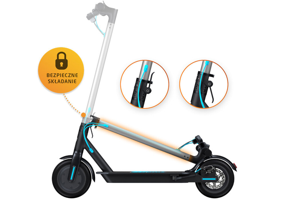 Hulajnoga elektryczna MOTUS Scooty 8.5 Czarno-turkusowy 350W tryby jazdy wzniesienia