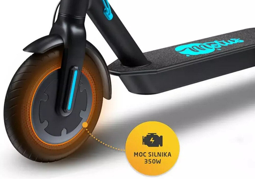 Hulajnoga elektryczna MOTUS Scooty 8.5 Czarno-turkusowy 350W silnik moc 350 w