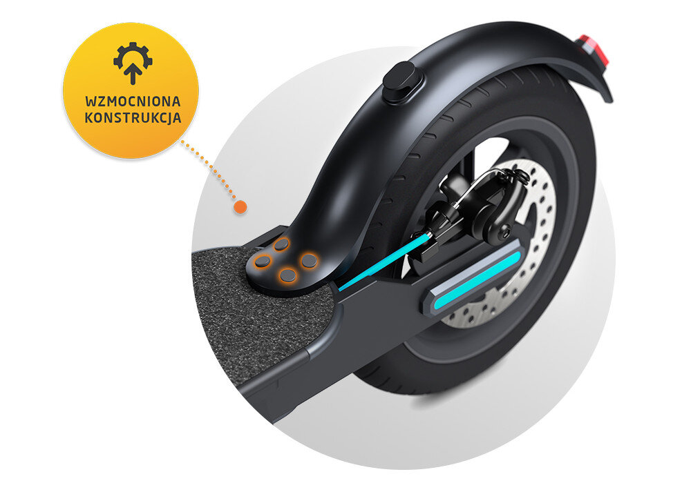 Hulajnoga elektryczna MOTUS Scooty 8.5 Czarno-turkusowy 350W udzwig maksymalne obciazenie