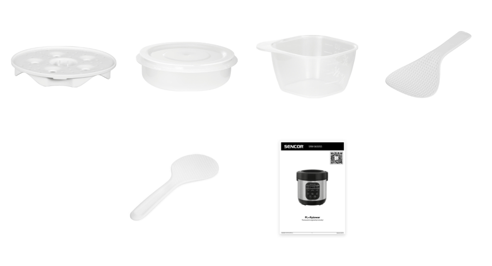 Ryżowar SENCOR SRM 0650SS zestaw akcesoria komplet wyposażenie