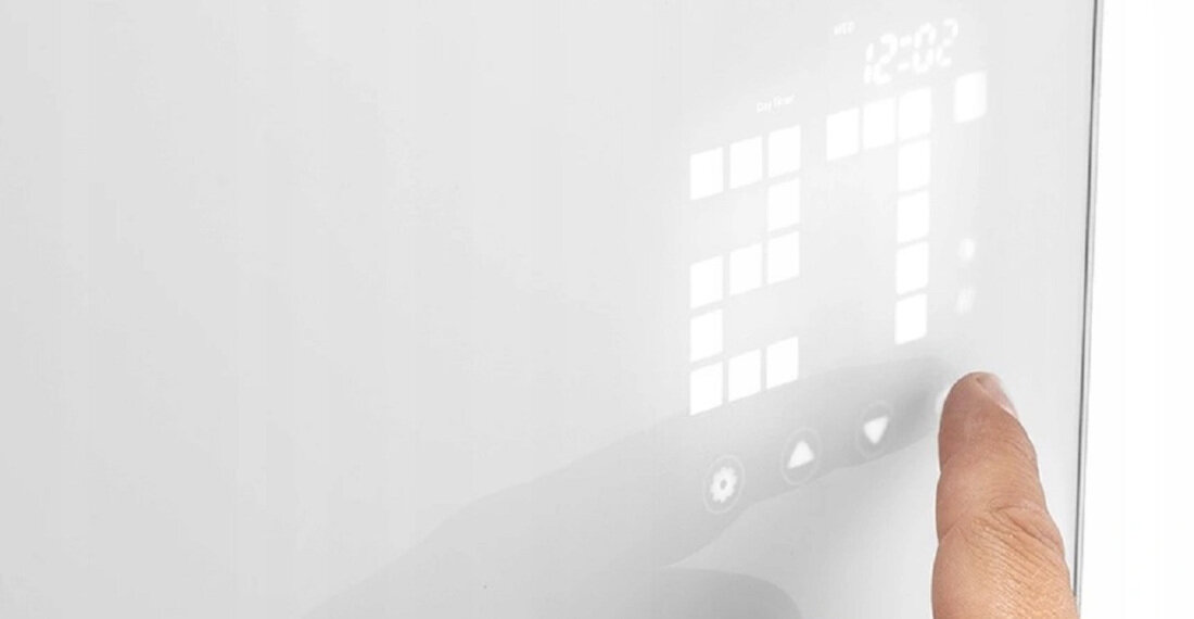 Grzejnik konwektorowy NEO 90-094 Precyzyjna kontrola bezpieczeństwo precyzyjny termostat regulacja temperatura zakres ustawienia dostosowanie Wskaźnik ochrony IP24 systemy zabezpieczające przed przegrzaniem przewróceniem blokada przed dziećmi bezpieczeństwo