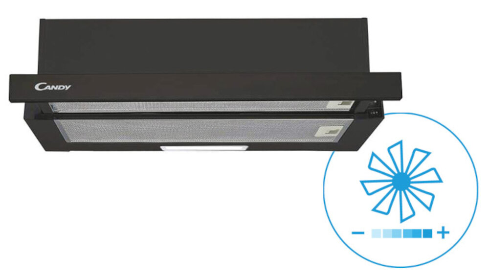 Okap CANDY CBT625/2B/1 Czarny regulacja poziomow predkosci