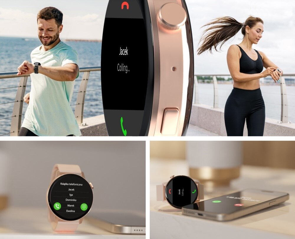 Smartwatch FOREVER Forevive 4 SB-350 ekran bateria czujniki zdrowie sport pasek ładowanie pojemność rozdzielczość łączność sterowanie krew puls rozmowy smartfon aplikacja