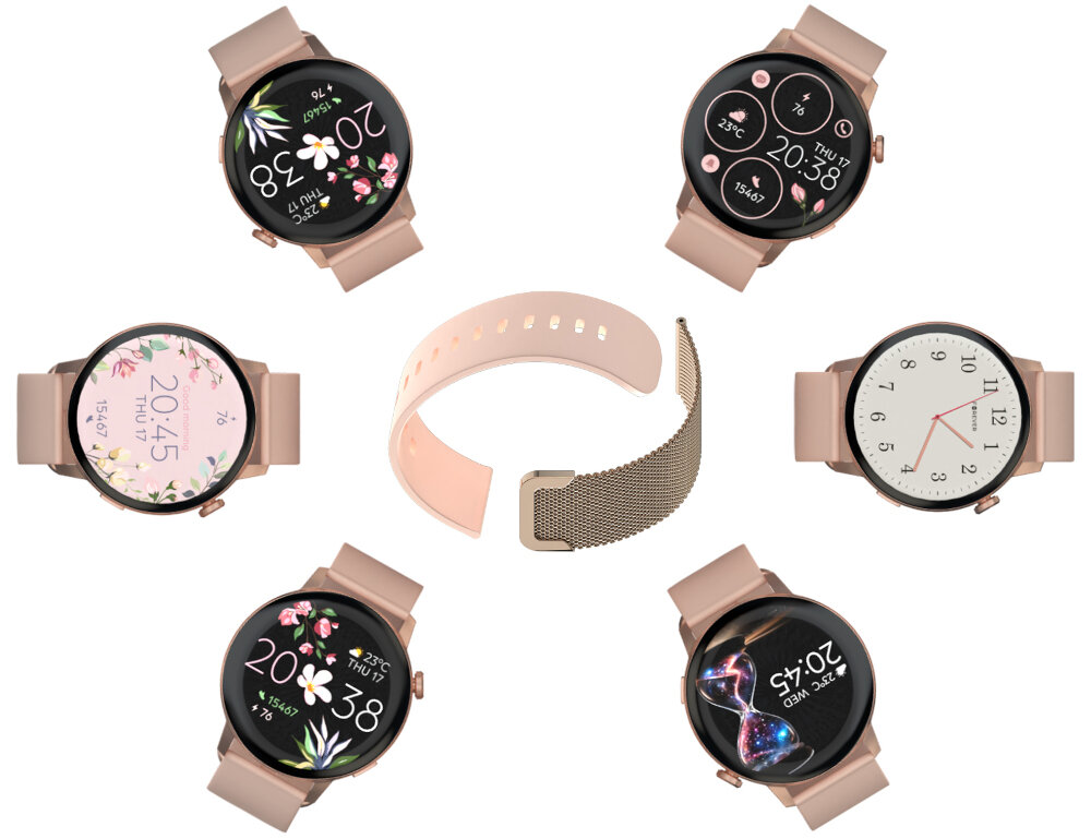 Smartwatch FOREVER Forevive 4 SB-350 ekran bateria czujniki zdrowie sport pasek ładowanie pojemność rozdzielczość łączność sterowanie krew puls rozmowy smartfon aplikacja