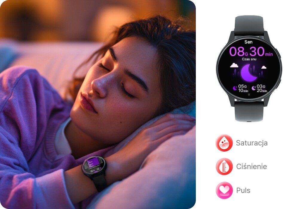 Smartwatch IGO Watch 4 pomiar snu tętna ciśnienia natlenienia krwi analiza zdrowia