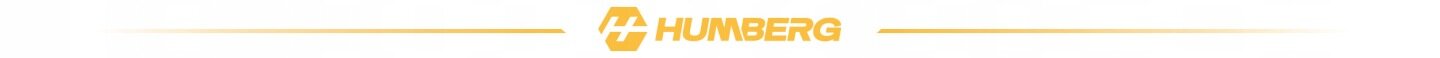 Logo z napisem \'HUMBERG\' w kolorze żółtym, z dwoma poziomymi liniami po obu stronach.