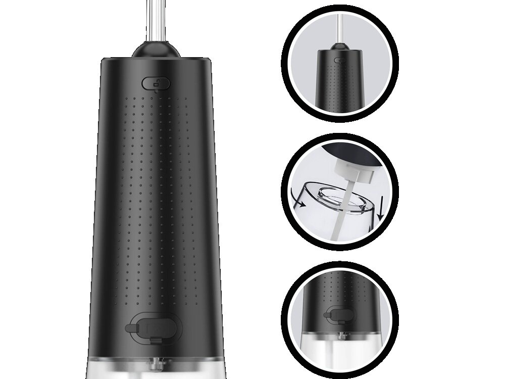 Irygator ALPHA DentiPro SWF-05 Czarny wydajny akumulator, długi czas działania, wskaźnik baterii