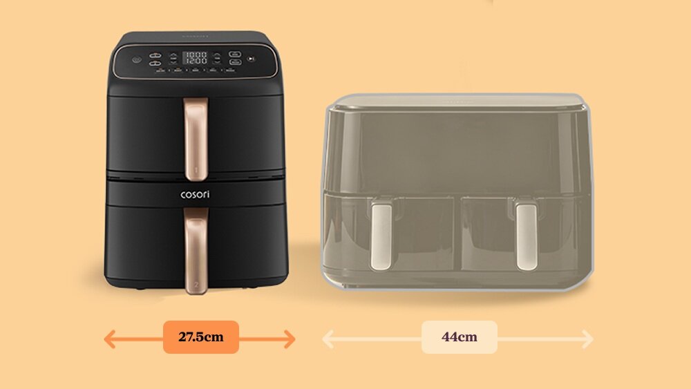 Air Fryer Frytkownica beztłuszczowa COSORI Turbo Tower Compact 8.6 l nie zajmuje dużo miejsca, pojemne kosze, pełnowartościowe posiłki