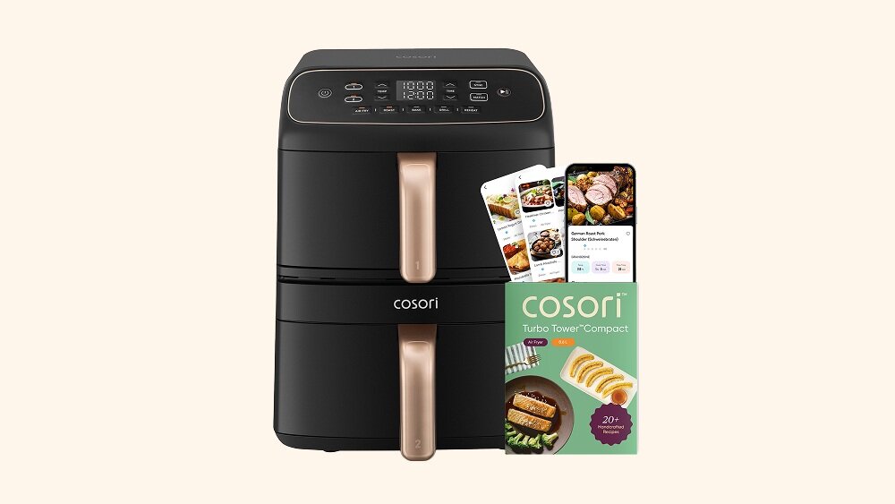 Air Fryer Frytkownica beztłuszczowa COSORI Turbo Tower Compact 8.6 l mobilna aplikacja, intuicyjna obsługa, czytelny interfejs, szybko, wygodnie