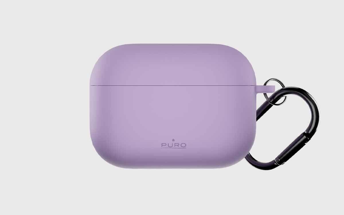 Etui na słuchawki PURO Icon Air do Apple AirPods Pro 3 miękkie wykończenie ochrona przed zarysowaniami elegancki styl, etui na słuchawki od frontu na szarym tle