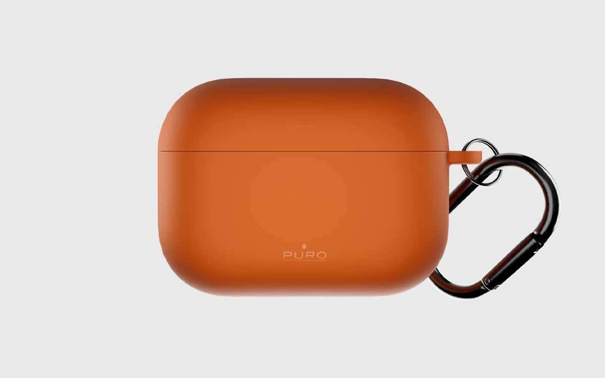 Etui na słuchawki PURO Icon Air do Apple AirPods Pro 3 miękkie wykończenie ochrona przed zarysowaniami elegancki styl, etui na słuchawki od frontu na szarym tle