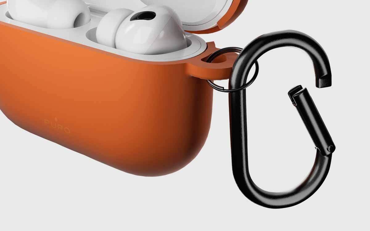 Etui na słuchawki PURO Icon Air do Apple AirPods Pro 3 dostęp do portu ładowania ładowanie bez zdejmowania etui, kadr na karabińczyk przymocowany do etui