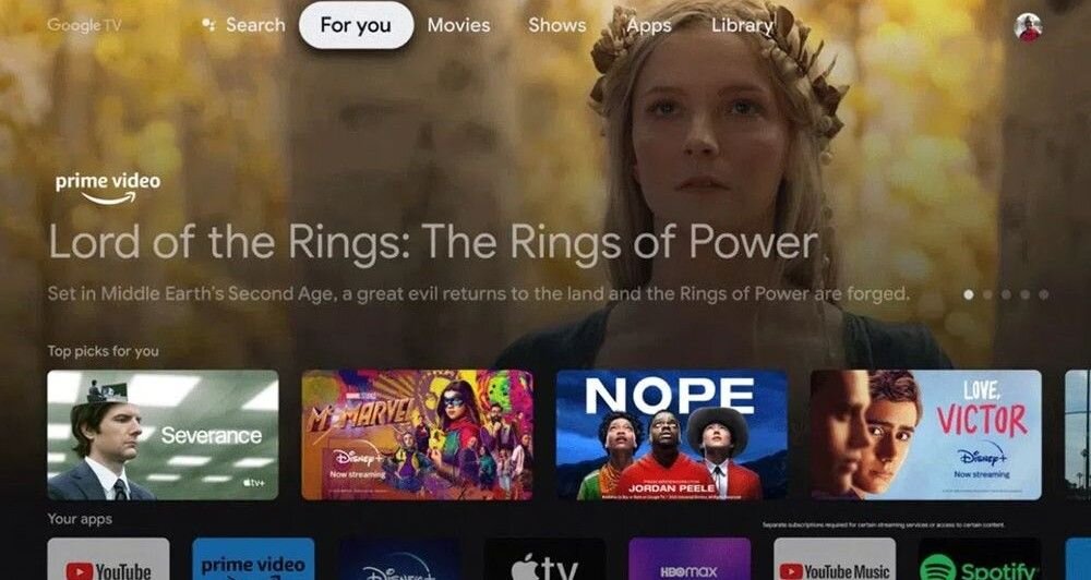 Telewizor IFFALCON 55U85 Google TV aplikacje streaming personalizacja treści, kadr z aplikacji Google TV